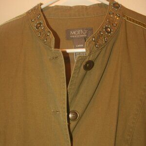 Green "Motto" Jacket  Size Large